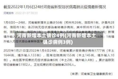 河南新增本土确诊4例(河南新增本土确诊病例3例)