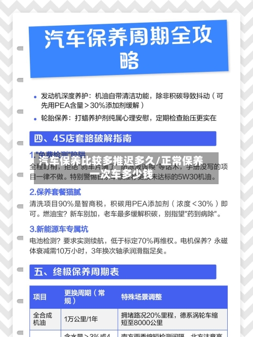 汽车保养比较多推迟多久/正常保养一次车多少钱