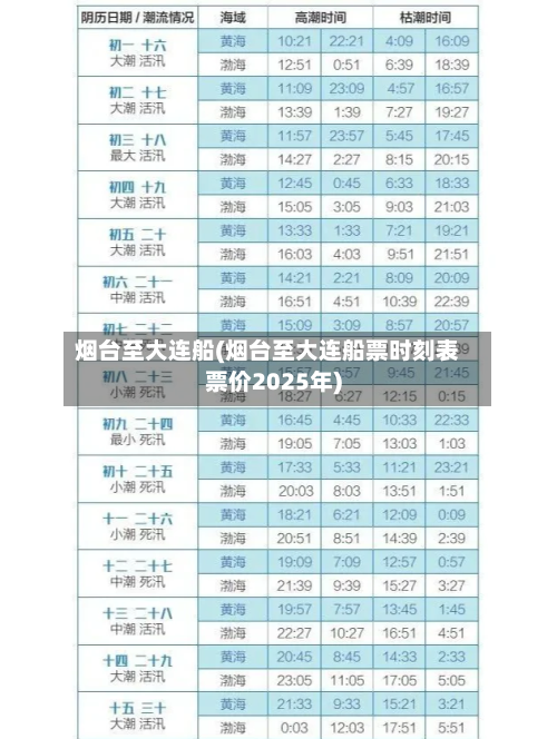 烟台至大连船(烟台至大连船票时刻表票价2025年)