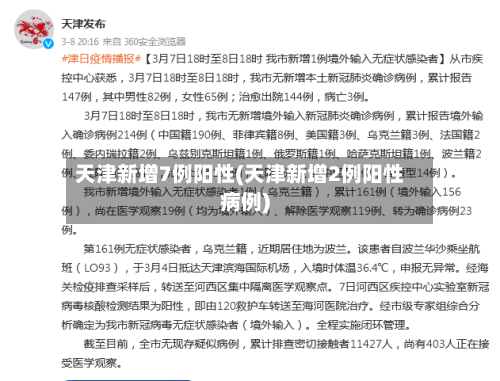 天津新增7例阳性(天津新增2例阳性病例)