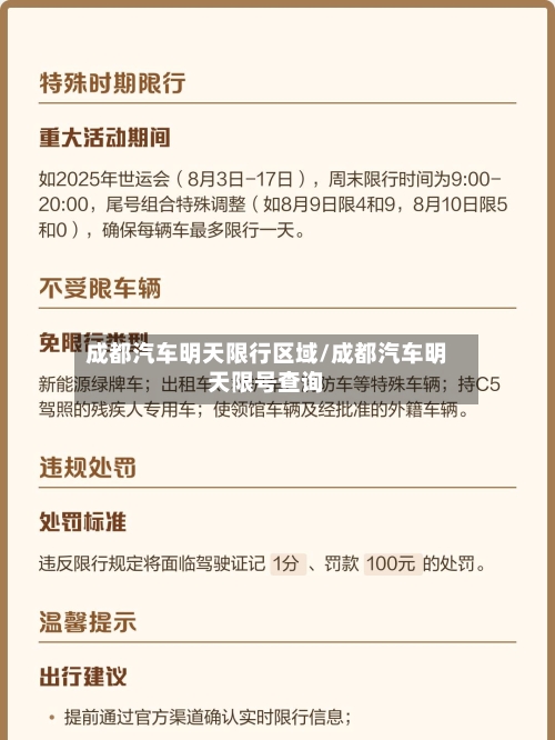 成都汽车明天限行区域/成都汽车明天限号查询